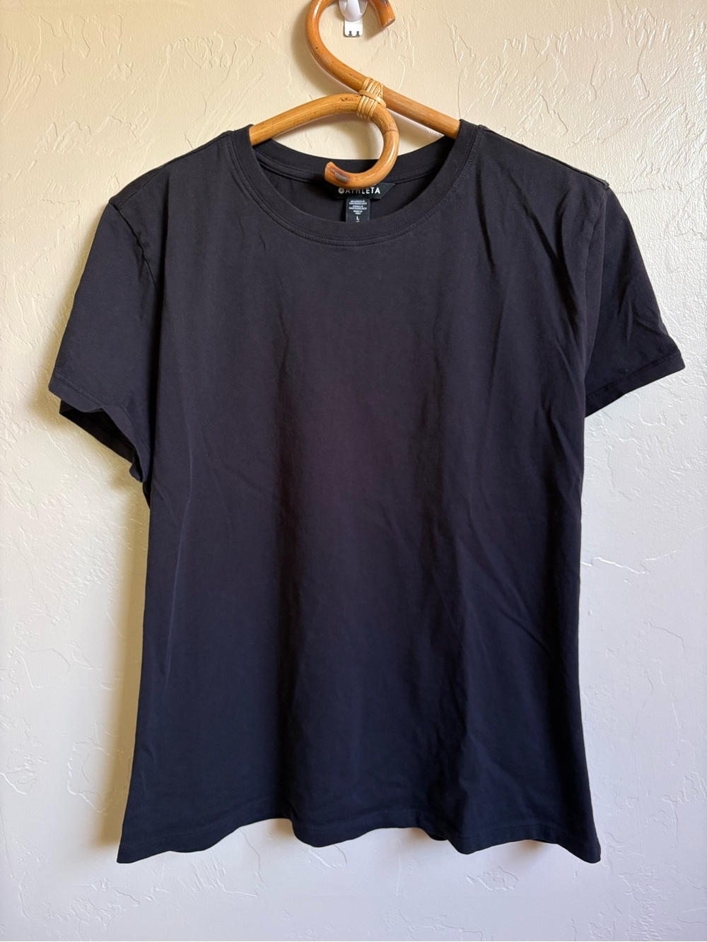 Athleta Favorite Cotton Classic Tee Black Short Sleeve T-Shirt Large 849909